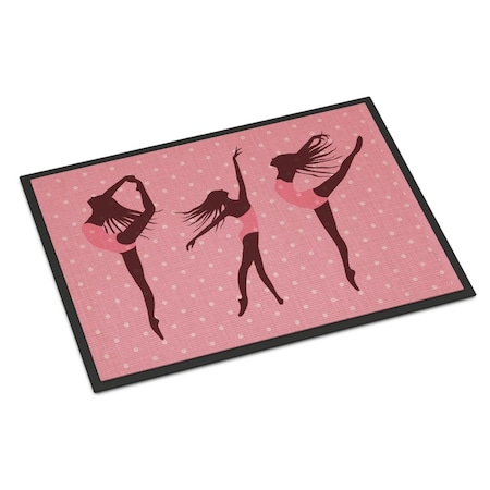 Carolines Treasures 24 x 36 in. Dancers Linen Pink Polkadots Indoor or Outdoor Mat BB5378JMAT